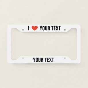Personalized I Love License Plate Frame