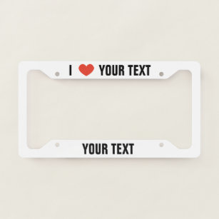 Personalized I Love License Plate Frame