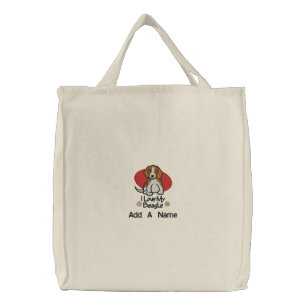 Personalized I Love My Beagle Tote Bag