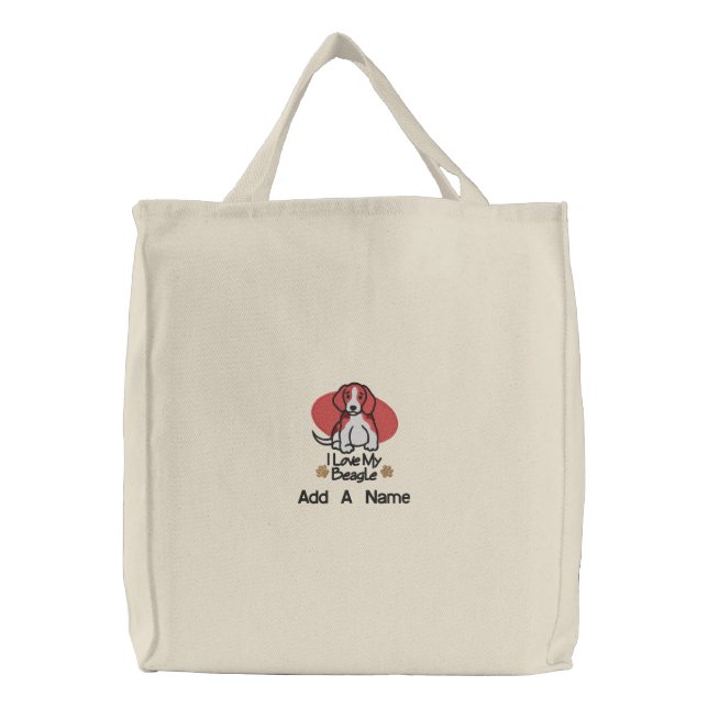 Personalized I Love My Beagle Tote Bag (Front)