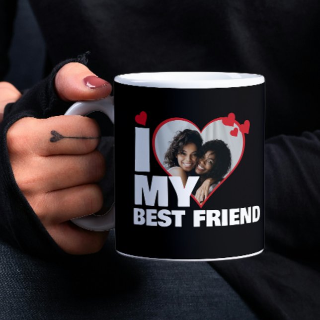 Personalized I Love My Best Friend Heart Photo Coffee Mug (Personalized I Love My Best Friend Heart Photo Coffee Mugs by Ricaso. BFF photo mug gift ideas)