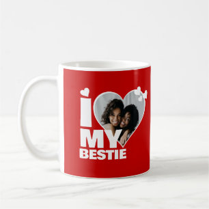 Personalized I Love My Bestie Heart Photo Coffee Mug