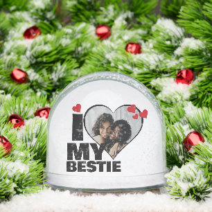 Personalized I Love My Bestie Heart Photo Snow Globe