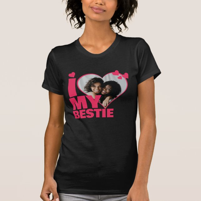Personalized I Love My Bestie Heart Photo T-Shirt (Front)