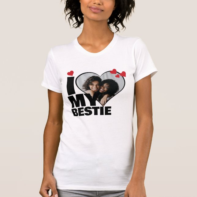 Personalized I Love My Bestie Heart Photo T-Shirt (Front)