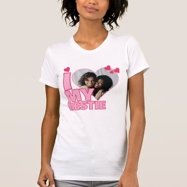 Personalized I Love My Bestie Heart Photo T-Shirt (Front)