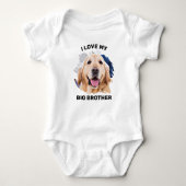 Personalized  I Love My Big Brother Dog Photo Baby Bodysuit (Front)