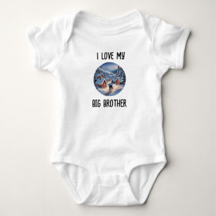 Personalized I Love My Big Brother Dog Photo Baby  Bodysuit
