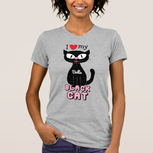 Personalized I Love My Black Cat T_Shirt