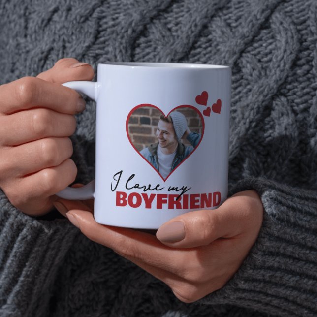 Personalized I Love My Boyfriend Heart Photo Coffee Mug (Personalized I Love My Boyfriend Heart Photo Coffee Mug by Ricaso. Change photograph, great gift )