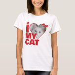 Personalized I Love My Cat Heart Photo T-Shirt<br><div class="desc">Custom Personalized One Of A Kind Photo Heart shirts from Ricaso - Love heart Photo Template Design .. simply add your own photograph to this great custom t-shirt with bold I LOVE MY CAT (insert your own text or leave as is) .. easy to personalize .. customizable photo templates tees...</div>