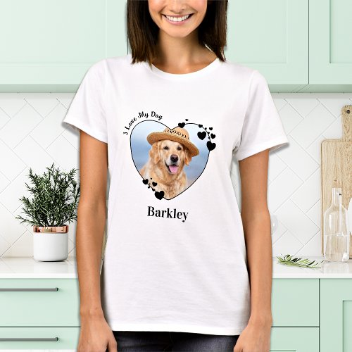 Personalized I Love My Dog Cute Heart Pet Photo T_Shirt