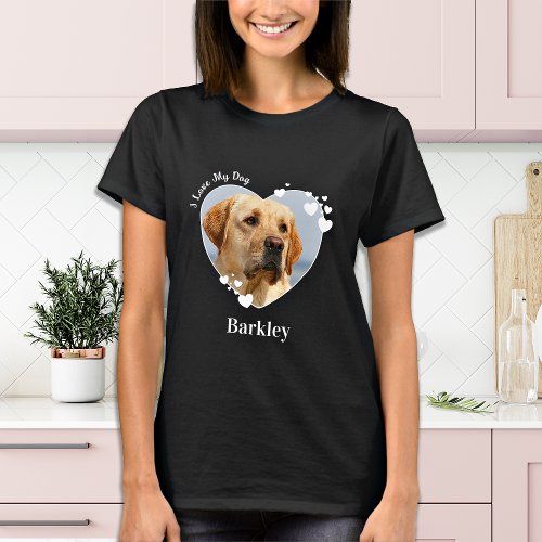 Personalized I Love My Dog Heart Cute Pet Photo T_Shirt