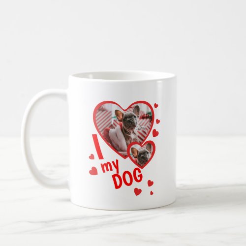 Personalized I love my dog heart photo and text Coffee Mug