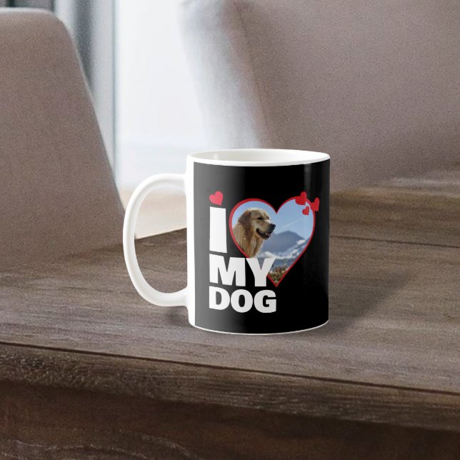 Personalized I Love My Dog Heart Photo Coffee Mug (Personalized I Love My Dog Heart Photo Coffee Mug by Ricaso. Add your own pet photograph to the mug)
