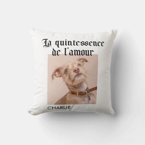 Personalized I Love My Dog Photo  French Throw Pillow