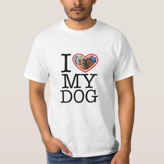 Personalized I Love My Dog Photo  T-Shirt (Front)