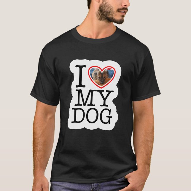 Personalized I Love My Dog Photo  T-Shirt (Front)