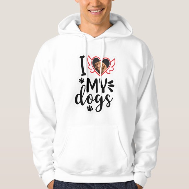 Personalized I Love My Dog Photo T-Shirt Hoodie (Front)