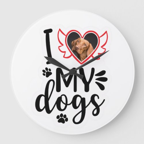 Personalized I Love My Dog Photo T_Shirt Large Clock