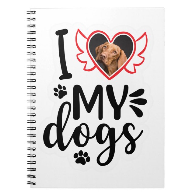 Personalized I Love My Dog Photo T-Shirt Notebook (Front)