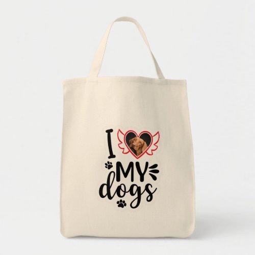 Personalized I Love My Dog Photo T_Shirt Tote Bag