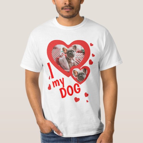 Personalized I love my dog photo text T_Shirt