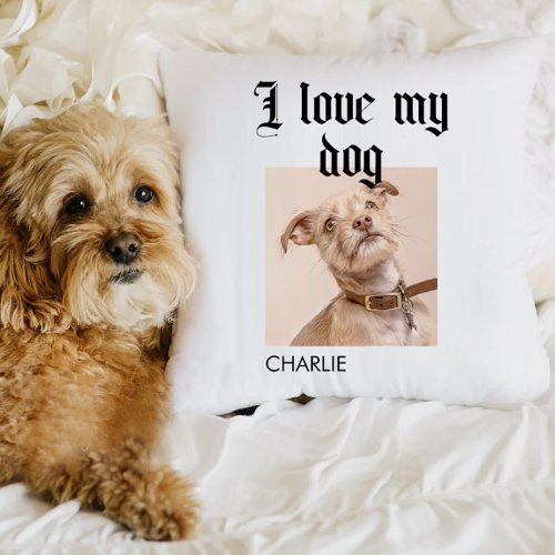 Personalized I Love My Dog Photo Throw Pillow