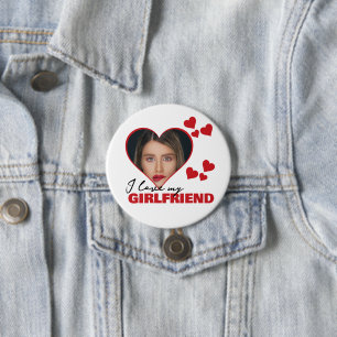 Personalized I Love My Girlfriend Heart Photo Button
