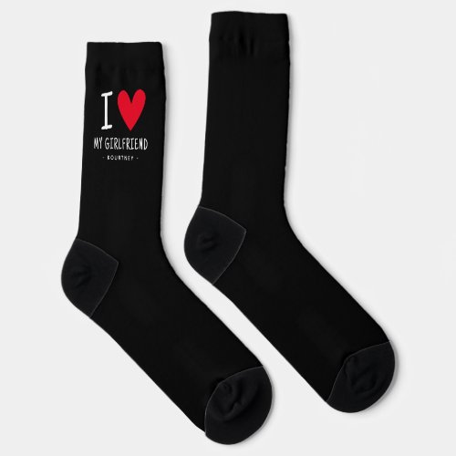 Personalized I Love My Girlfriend Valentine  Socks