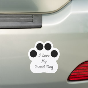Personalized I Love My Grand Dog Paw Car Magnet