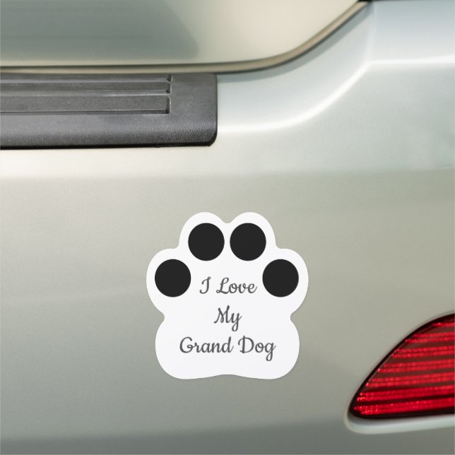 Personalized I Love My Grand Dog Paw Car Magnet (In Situ)