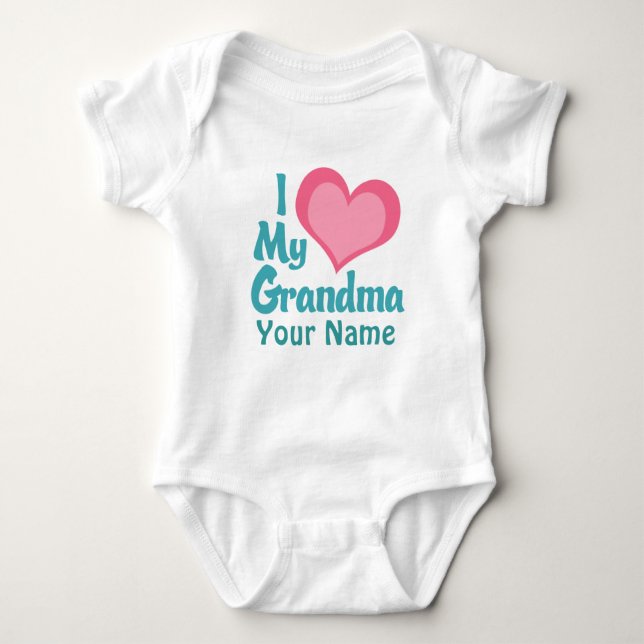Personalized I Love My Grandma Baby Bodysuit (Front)