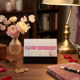 Personalized I Love My Husband – Add Husband Photo Desk Business Card Holder