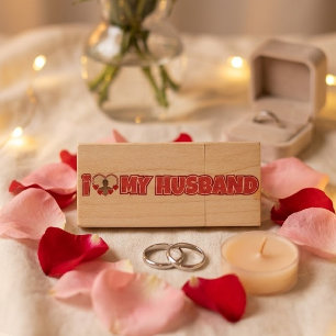 Personalized I Love My Husband – Add Husband Photo Wood Flash Drive
