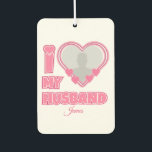 Personalized I Love My Husband – Add Photo & Name Air Freshener<br><div class="desc">Find awesome, funny, and delightfully crazy gifts that perfectly capture your love! Whether you're hunting for romantic gift for wife ideas, best Valentine's gifts for her, meaningful wedding anniversary gifts for wife, or best Christmas gifts for wife, our unique designs add a playful twist. Surprise her with psychotically cute (in...</div>