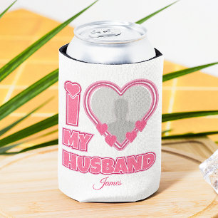Personalized I Love My Husband – Add Photo & Name Can Cooler