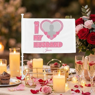 Personalized I Love My Husband – Add Photo & Name Car Flag