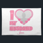 Personalized I Love My Husband – Add Photo & Name Cloth Placemat<br><div class="desc">Find awesome, funny, and delightfully crazy gifts that perfectly capture your love! Whether you're hunting for romantic gift for wife ideas, best Valentine's gifts for her, meaningful wedding anniversary gifts for wife, or best Christmas gifts for wife, our unique designs add a playful twist. Surprise her with psychotically cute (in...</div>