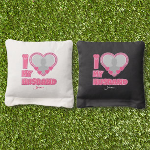 Personalized I Love My Husband – Add Photo & Name Cornhole Bags