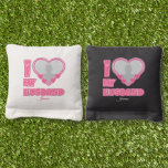 Personalized I Love My Husband – Add Photo & Name Cornhole Bags<br><div class="desc">Find awesome, funny, and delightfully crazy gifts that perfectly capture your love! Whether you're hunting for romantic gift for wife ideas, best Valentine's gifts for her, meaningful wedding anniversary gifts for wife, or best Christmas gifts for wife, our unique designs add a playful twist. Surprise her with psychotically cute (in...</div>