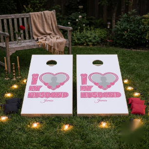 Personalized I Love My Husband – Add Photo & Name Cornhole Set