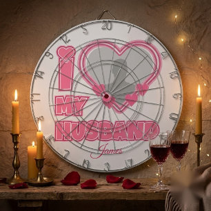 Personalized I Love My Husband – Add Photo & Name Dart Board