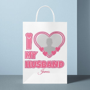 Personalized I Love My Husband – Add Photo & Name Medium Gift Bag