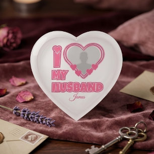 Personalized I Love My Husband – Add Photo & Name Paperweight