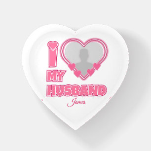 Personalized I Love My Husband – Add Photo & Name Paperweight