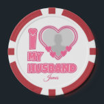 Personalized I Love My Husband – Add Photo & Name Poker Chips<br><div class="desc">Find awesome, funny, and delightfully crazy gifts that perfectly capture your love! Whether you're hunting for romantic gift for wife ideas, best Valentine's gifts for her, meaningful wedding anniversary gifts for wife, or best Christmas gifts for wife, our unique designs add a playful twist. Surprise her with psychotically cute (in...</div>