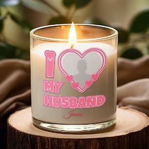 Personalized I Love My Husband – Add Photo & Name Scented Candle