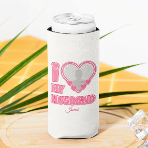 Personalized I Love My Husband – Add Photo & Name Seltzer Can Cooler