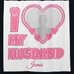 Personalized I Love My Husband – Add Photo & Name Shower Curtain<br><div class="desc">Find awesome, funny, and delightfully crazy gifts that perfectly capture your love! Whether you're hunting for romantic gift for wife ideas, best Valentine's gifts for her, meaningful wedding anniversary gifts for wife, or best Christmas gifts for wife, our unique designs add a playful twist. Surprise her with psychotically cute (in...</div>